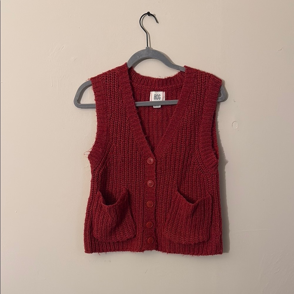 Urban Outfitters Red Ribbed Sleeveless Blouse